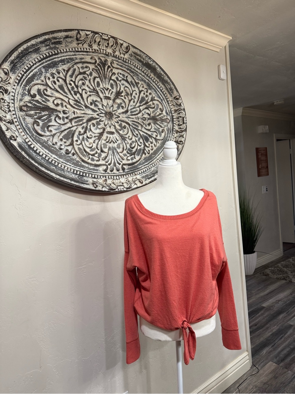 Abercrombie & Fitch Coral Tie-Waist Lightweight Sweatshirt